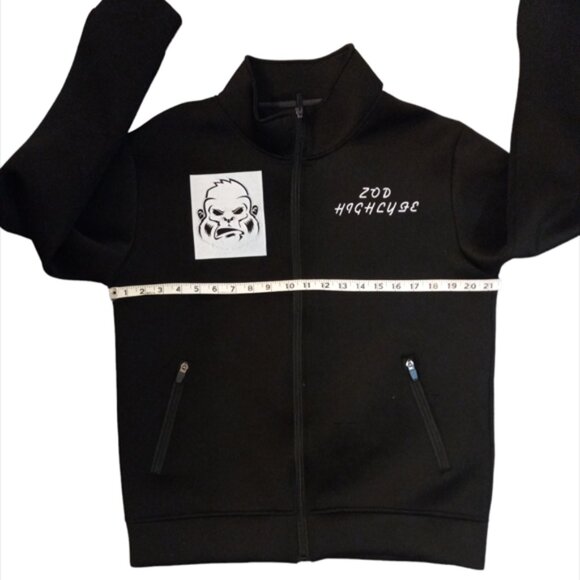 Black Jacket Men's Boys Size Medium Full Zip Up C Track Jacket Gorilla Ape Logo - Picture 6 of 11